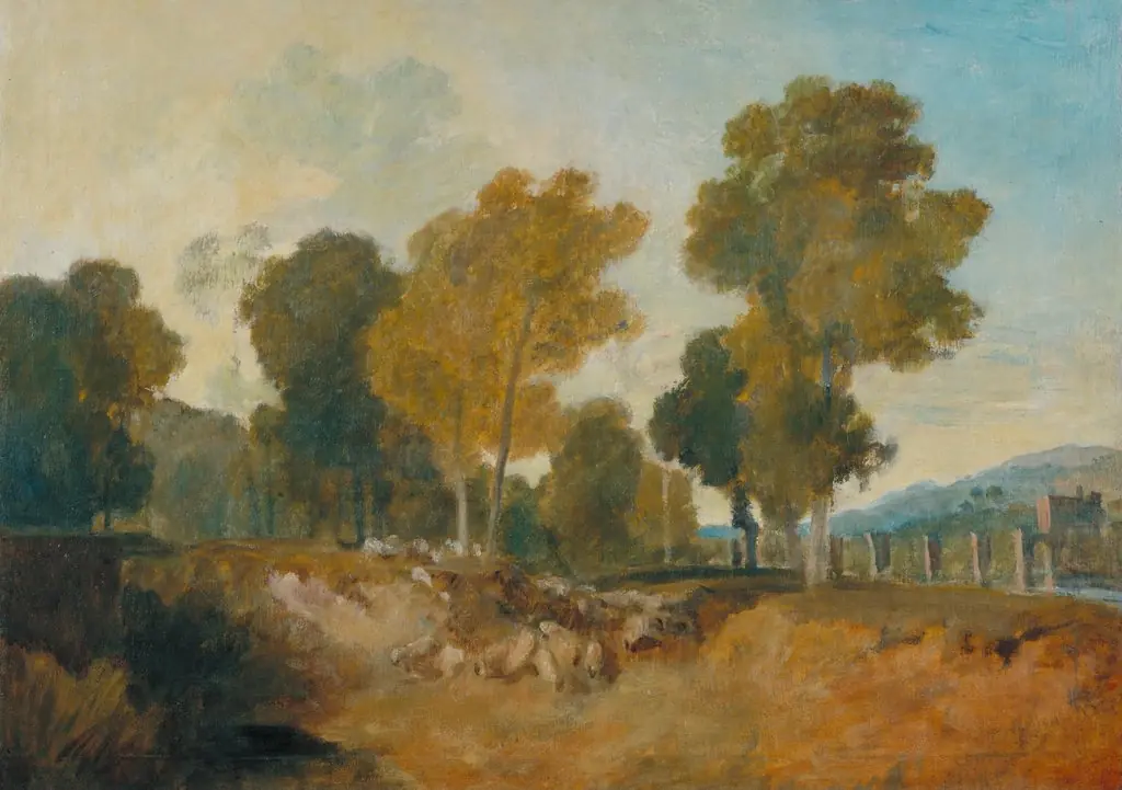 Trees beside the River, with Bridge in the Middle Distance, by Joseph Mallord William Turner