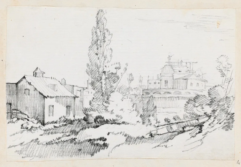 Castel Sant'Angelo from the Northwest, by Joseph-Marie Vien, graphite, 1747