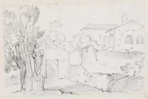 Corner of an Italian Garden with a Church Beyond, by Joseph-Marie Vien