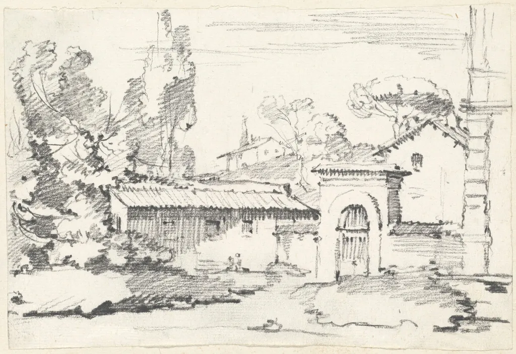 Entrance to the Gardens of the Villa Giulia, by Joseph-Marie Vien, chalk, 1748
