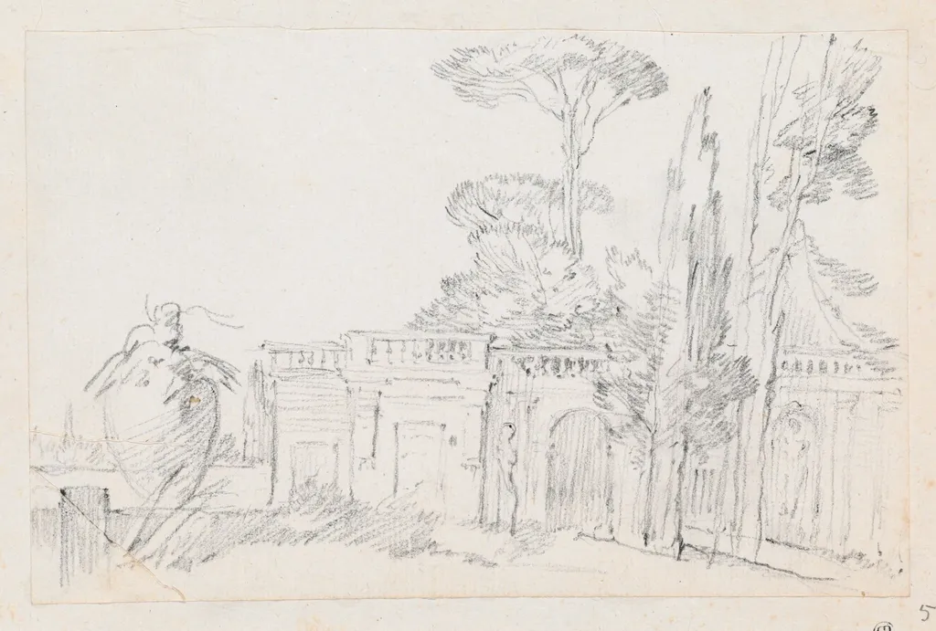 Gardens of an Italian Villa, by Joseph-Marie Vien, graphite, 1747