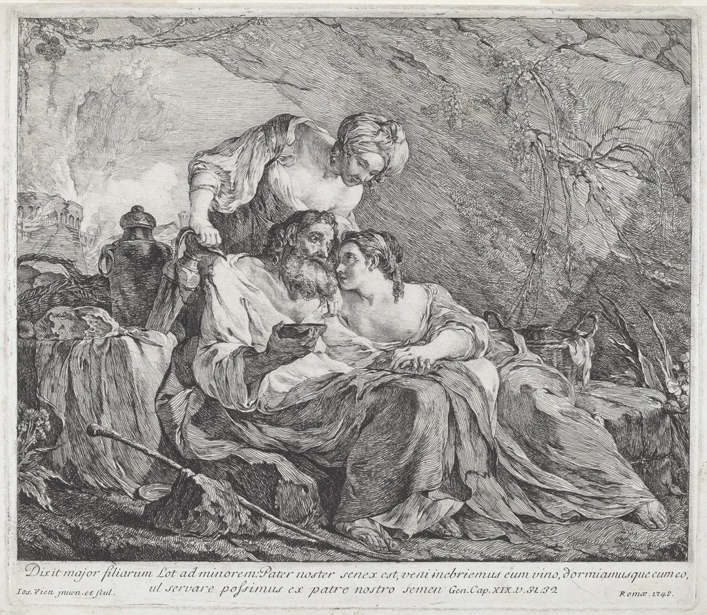 Lot and His Daughters, by Joseph-Marie Vien, ink, 1748