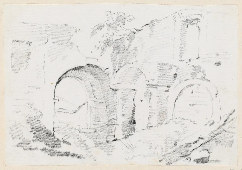 Roman Walls, by Joseph-Marie Vien, graphite, 1747