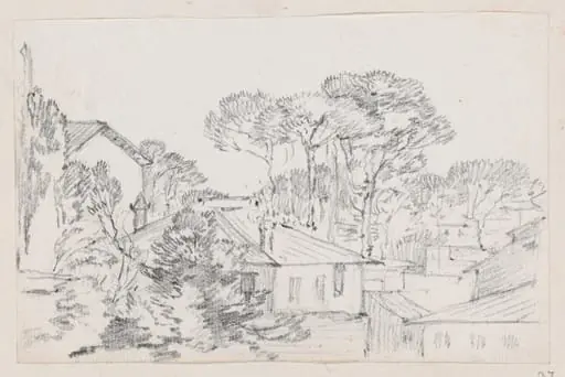 Rooftops and Umbrella Pines, by Joseph-Marie Vien