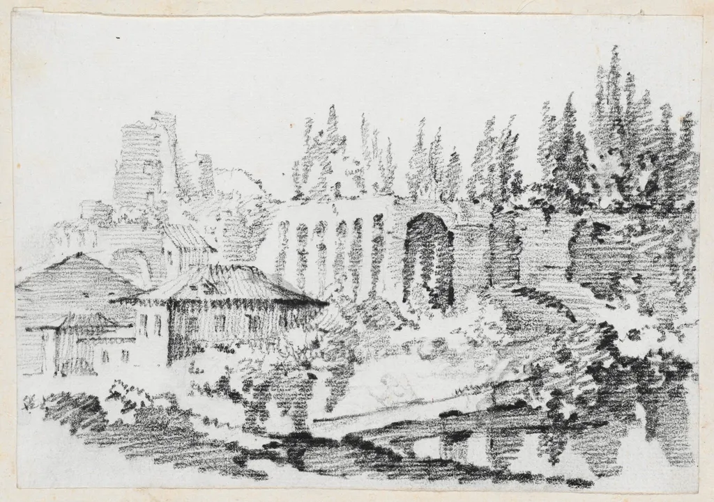 Ruins of the Imperial Palaces on the Palatine Hill, by Joseph-Marie Vien, graphite, 1747