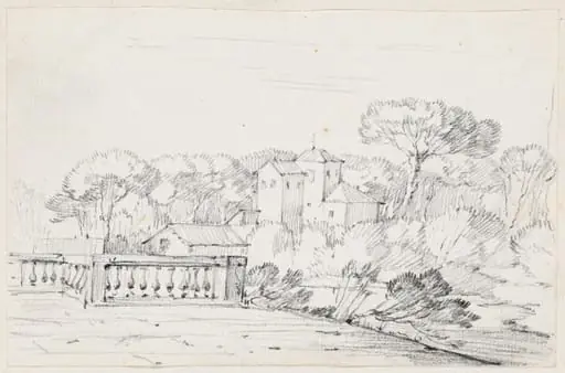 Terrace by a River with a Villa and Trees Beyond, by Joseph-Marie Vien