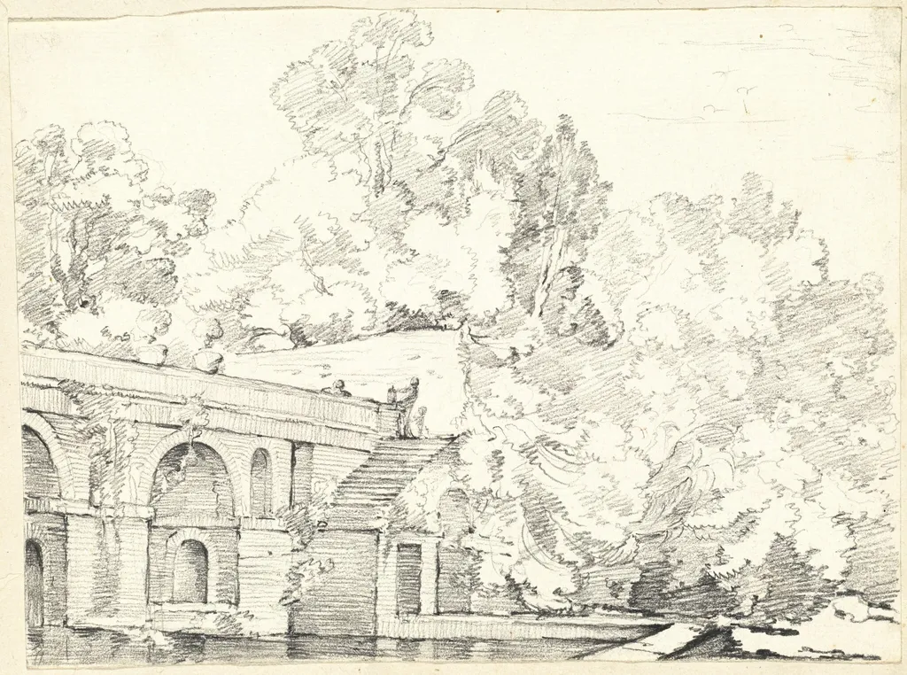 The Fishpond at Villa Madama, by Joseph-Marie Vien, chalk, 1748
