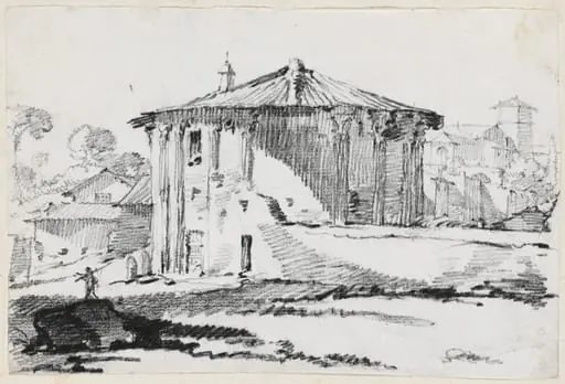 The Round Temple on the Piazza Bocca della Verità, Rome, by Joseph-Marie Vien