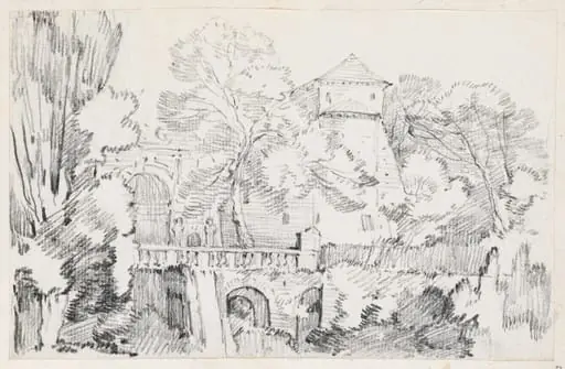 The Water Organ in the Gardens of the Villa d'Este, Tivoli, by Joseph-Marie Vien