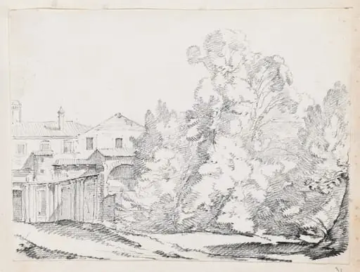 Trees Screening a House Built on Ancient Ruins, by Joseph-Marie Vien