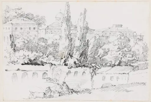 Walls of Rome with Santa Maria del Popolo in the Distance, by Joseph-Marie Vien