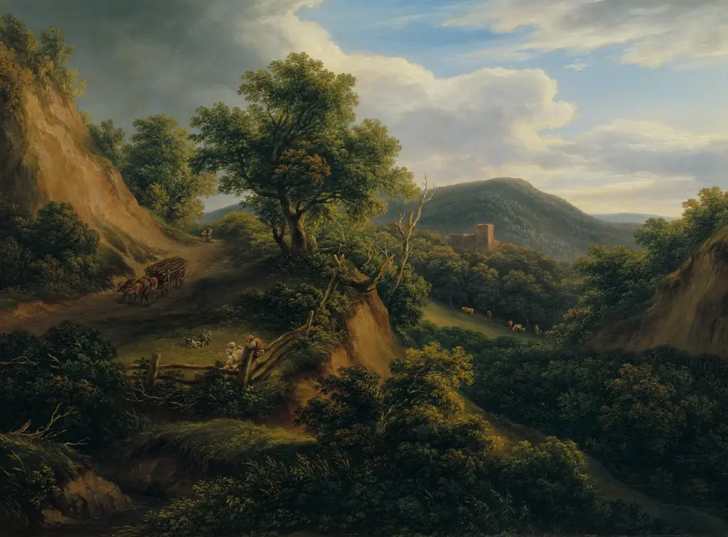 Waldige Berglandschaft mit Ruine, by Joseph Mössmer