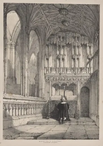 Architecture of the Middle Ages: Bishop Fox's Chantry, Winchester Cathedral, by Joseph Nash
