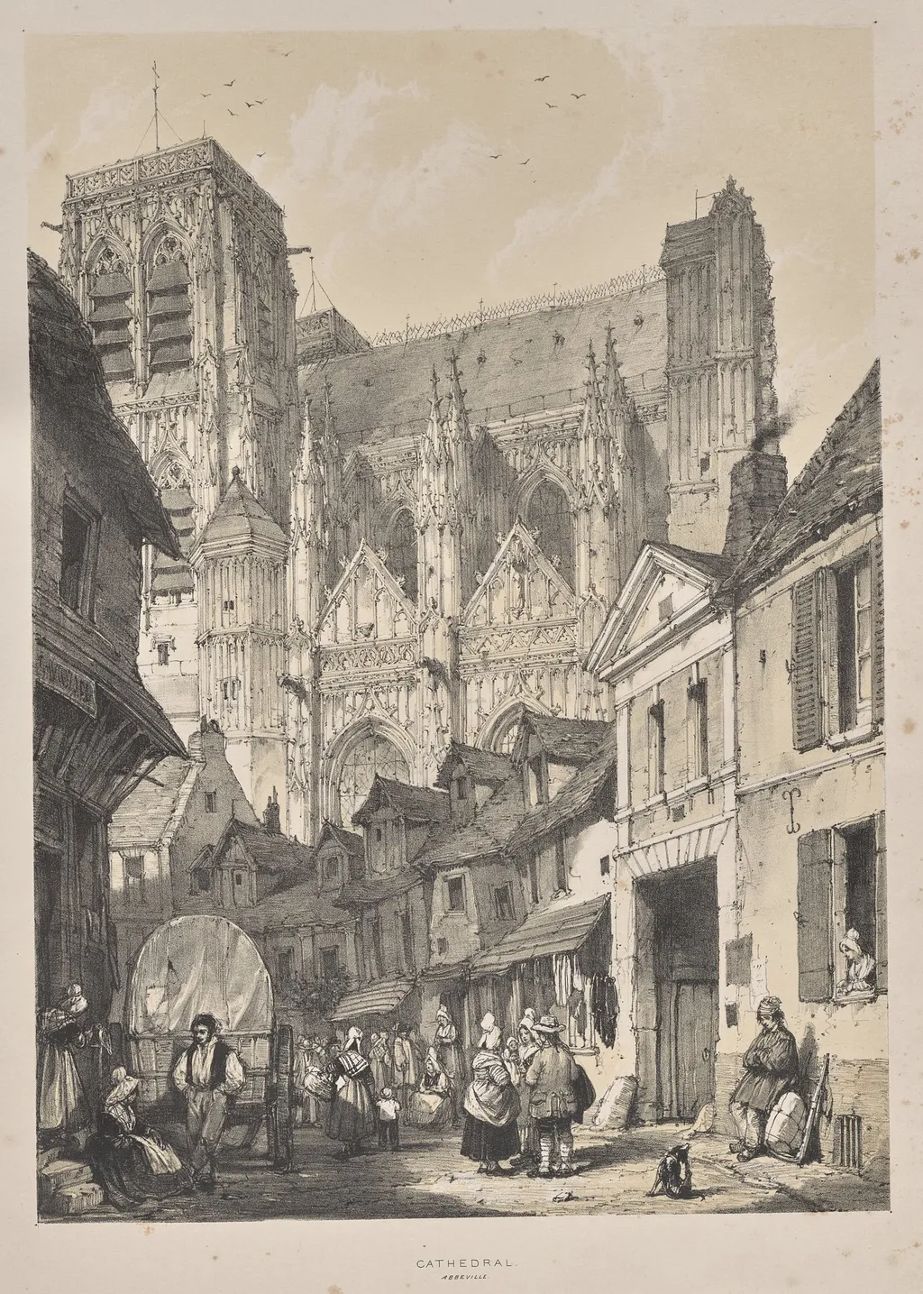 Architecture of the Middle Ages: Cathedral, Abbeville, by Joseph Nash, 1838