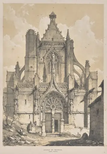 Architecture of the Middle Ages: Church at Serran, near Gisore, by Joseph Nash