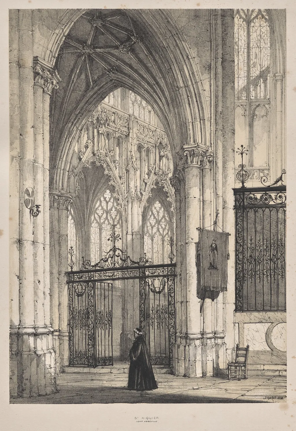 Architecture of the Middle Ages: Church of St. Riquier, near Abbeville, by Joseph Nash, 1838