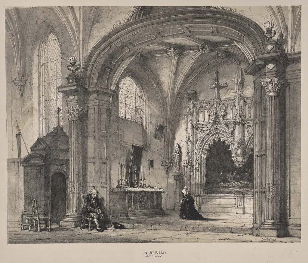 Architecture of the Middle Ages: In St. Remi, Abbeville, by Joseph Nash, 1838