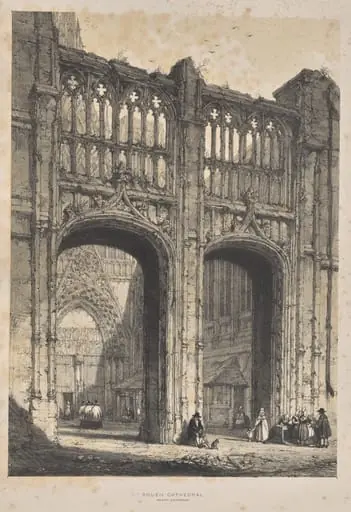 Architecture of the Middle Ages:  Rouen Cathedral, North Entrance, by Joseph Nash