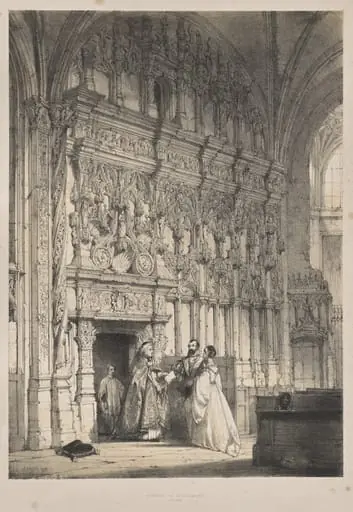 Architecture of the Middle Ages: Screen in St. Jacques, Dieppe, by Joseph Nash
