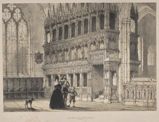 Architecture of the Middle Ages:  Shrine of St. Fridswode, Cathedral, Oxford, by Joseph Nash