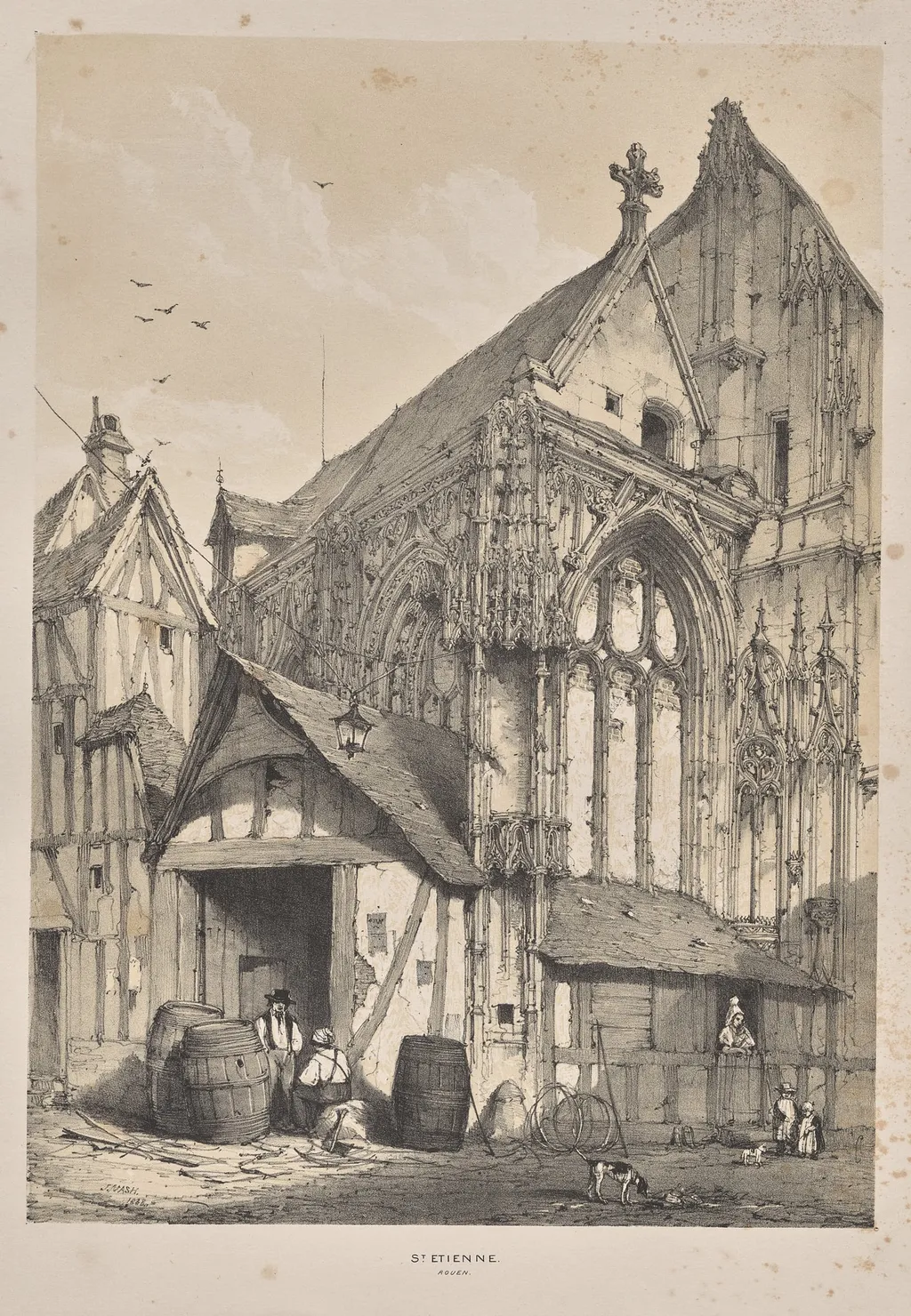 Architecture of the Middle Ages: St. Etienne, Rouen, by Joseph Nash, 1838