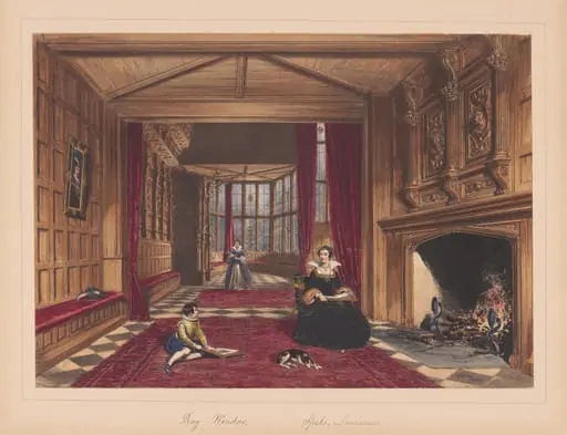 Bay window on the Hall, Speke, Lancashire, by Joseph Nash