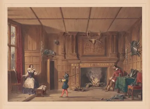 Fireplace in the Gatehouse, Kennelworth, Warwickshire, by Joseph Nash