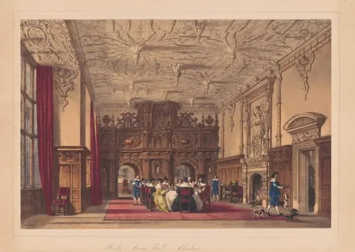Hall, Crewe Hall, Cheshire, by Joseph Nash