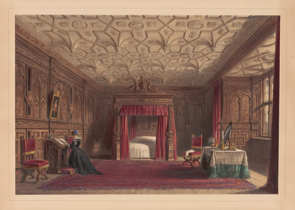 Inlaid Chamber, Sizerch, Westmorland, by Joseph Nash, ink, 1849