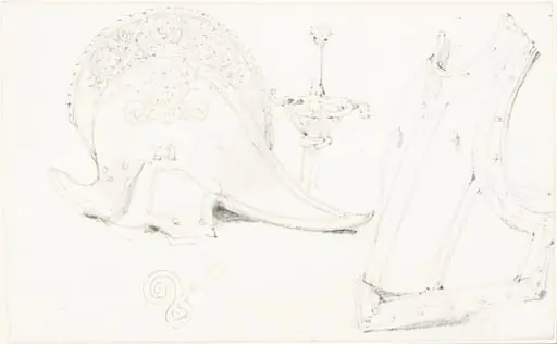 Study of a Helmet, Breastplate, and Rapier, by Joseph Nash