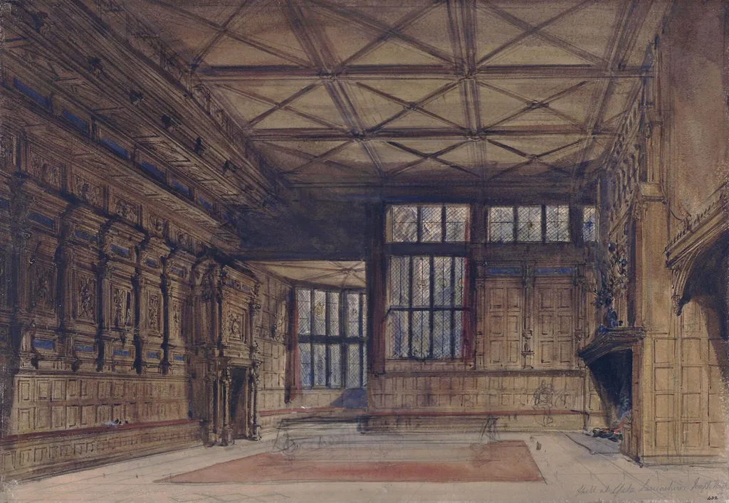 The Hall at Speke, Lancashire, by Joseph Nash, 1850