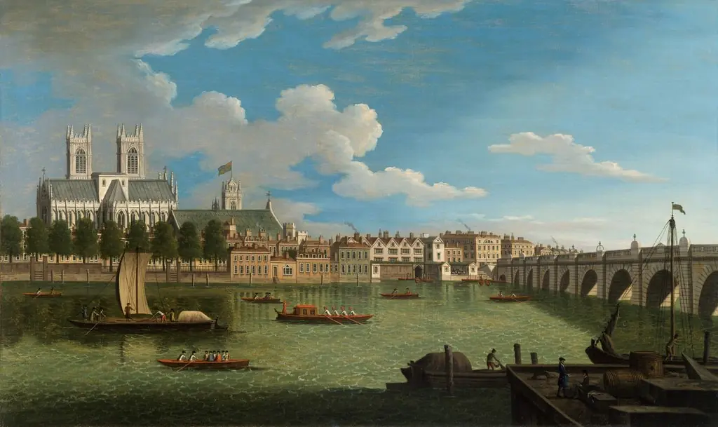 The Thames at Westminster Abbey, by Joseph Nickolls
