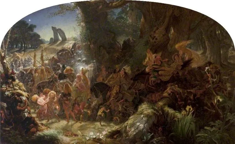 The Fairy Raid: Carrying Off a Changeling, Midsummer Eve, by Joseph Noel Paton, oil, 1867