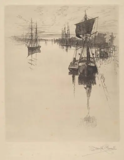 Below Chestnut St. Bridge, Philadelphia, by Joseph Pennell