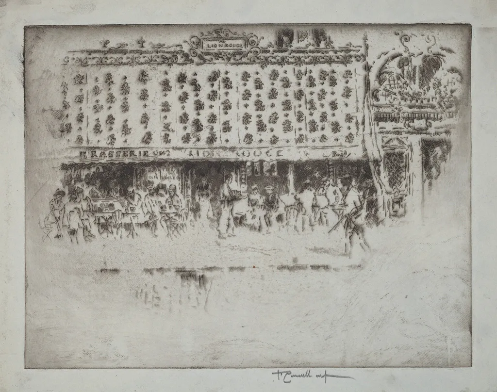 Brasserie, Au Lion Rouge, by Joseph Pennell, ink, 1893
