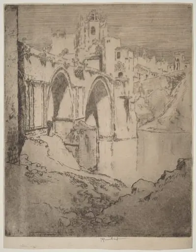 Bridge of San Juan D'Los Reyos, Toledo, by Joseph Pennell
