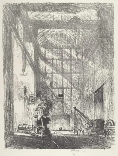 Bringing in the Gun, by Joseph Pennell