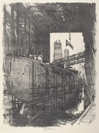 Building the Battleship, by Joseph Pennell
