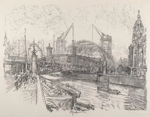 Building the Freidrich-Strasse Station, by Joseph Pennell
