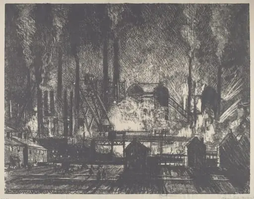Changing Shifts, Charleroi, by Joseph Pennell