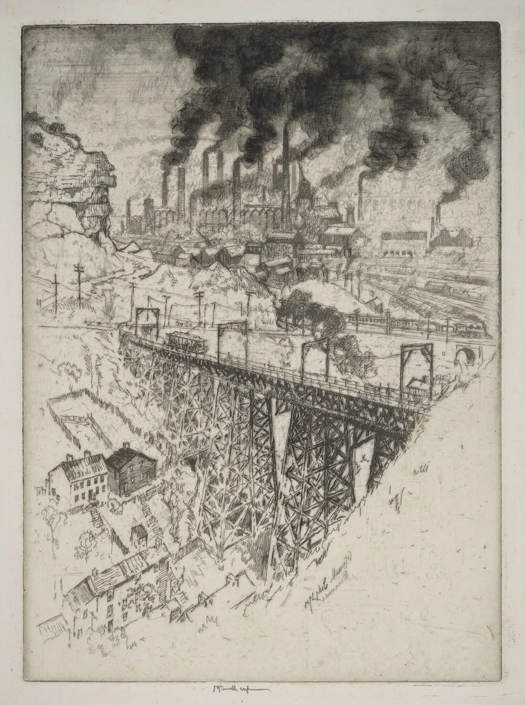 Edgar Thomson Works, Bessemer, by Joseph Pennell, ink, 1909