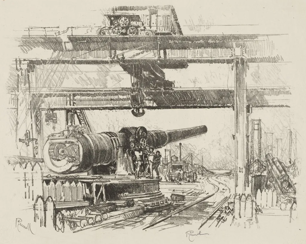English War Work: Gun-Testing, by Joseph Pennell, 1916