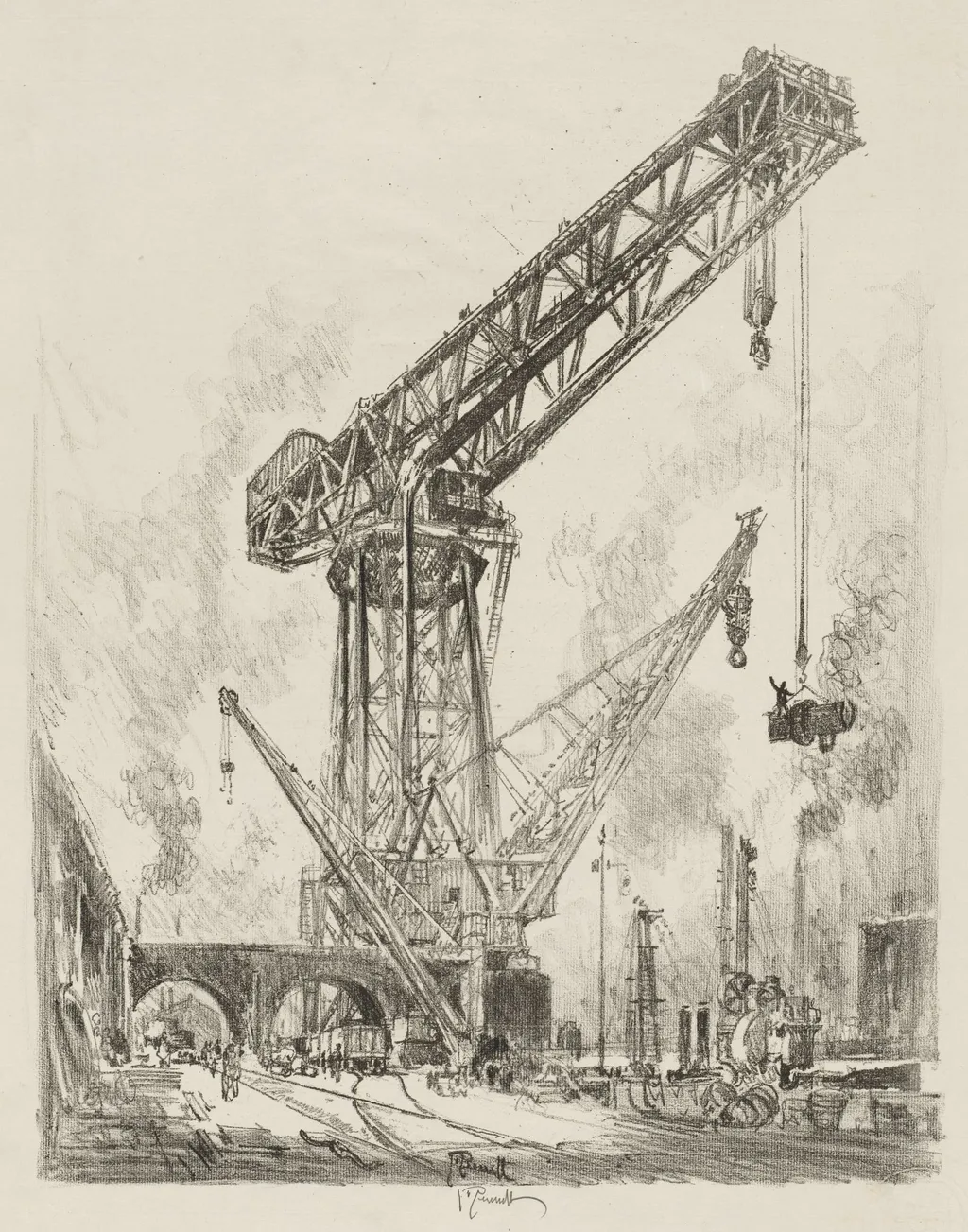English War Work: Made in Germany, The Great Crane, by Joseph Pennell, 1916