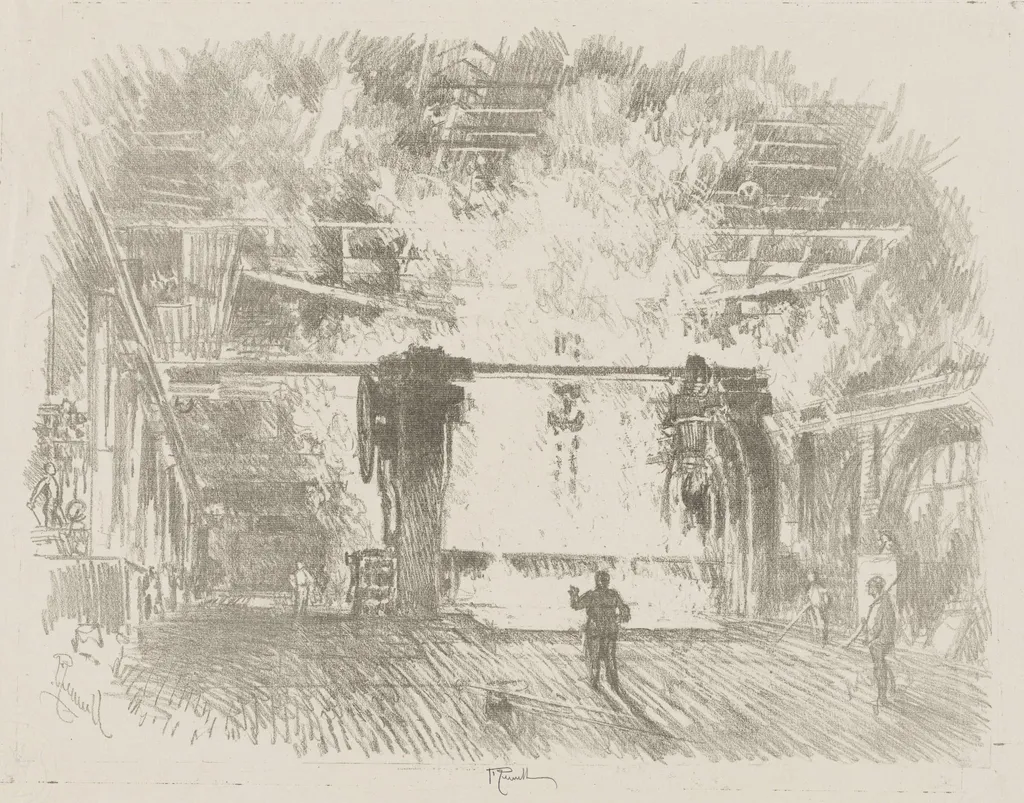 English War Work: Making Armour-Plate, by Joseph Pennell, 1916