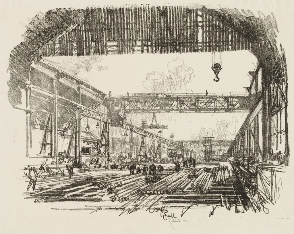 English War Work: Steel Bars for Shells, by Joseph Pennell, 1916