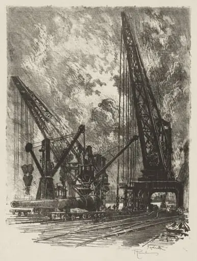 English War Work: Taking the Big Gun Away, by Joseph Pennell