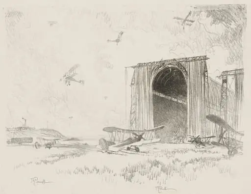 English War Work:  The Balloon-Shed, by Joseph Pennell