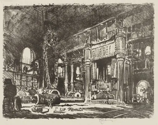 English War Work: The Gun Forge, by Joseph Pennell