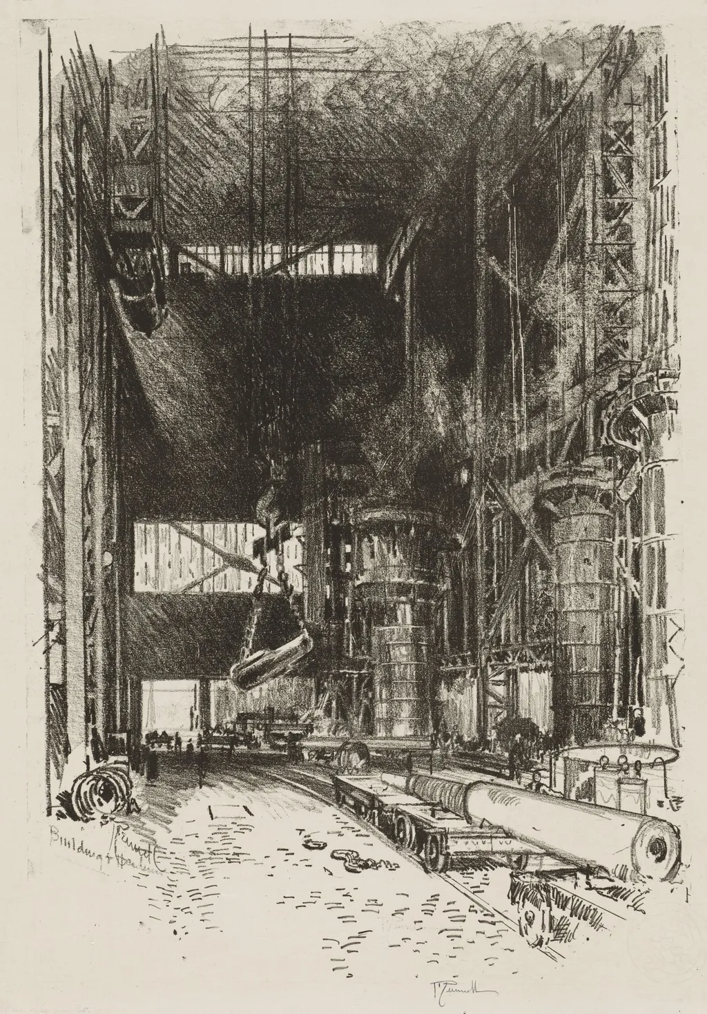 English War Work: The New Gun Pit, by Joseph Pennell, 1916