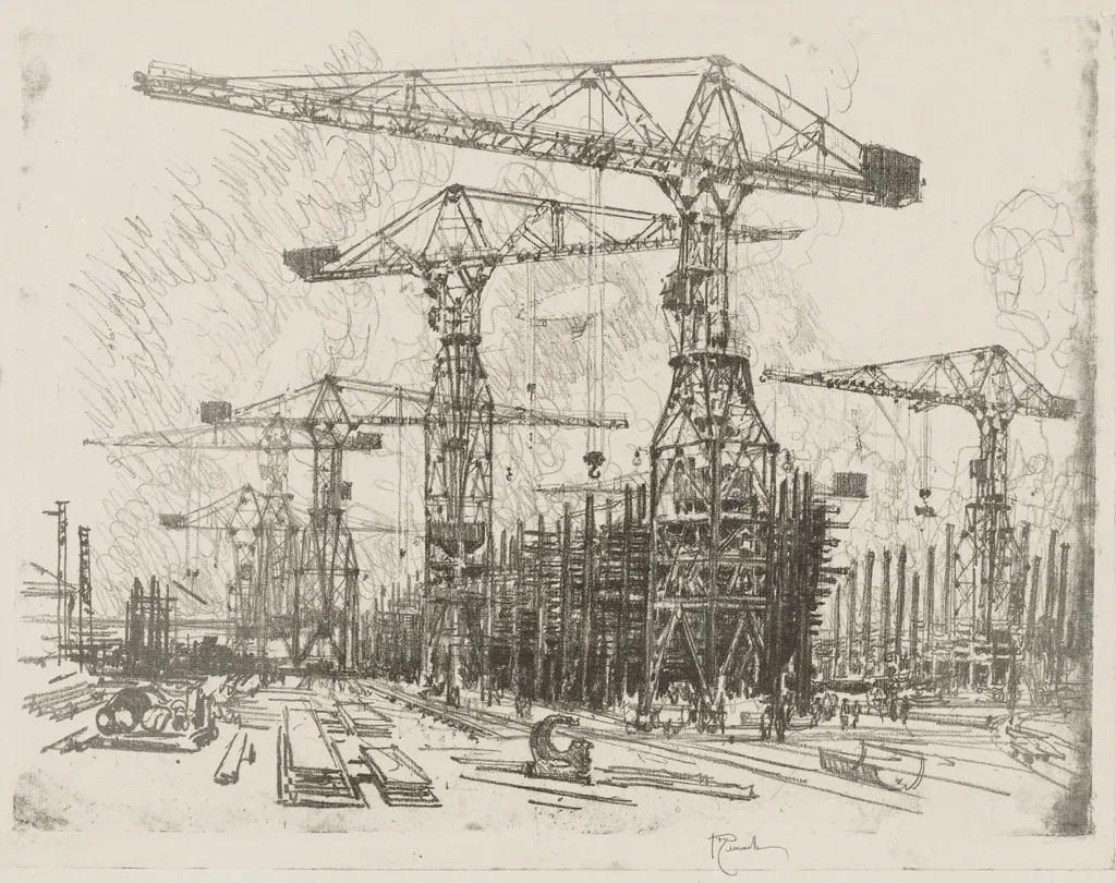 English War Work: The Old Shipyard, by Joseph Pennell, 1916